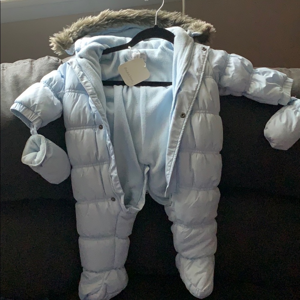 Blue padded snowsuit girl or boy unisex .